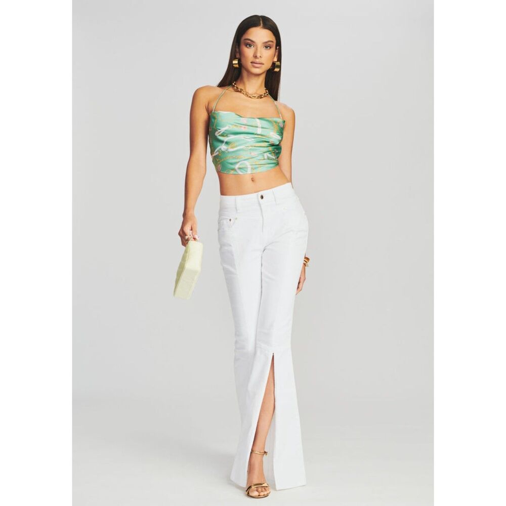 Retrofete Fresca Pant Flair Wide Leg Size 28 White Jeans